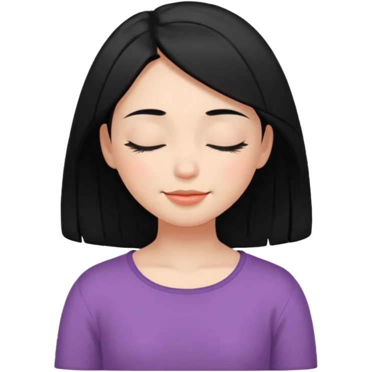 девушка с черными волосами с расслабленным лицом улыбкой  и закрытыми глазами emoji