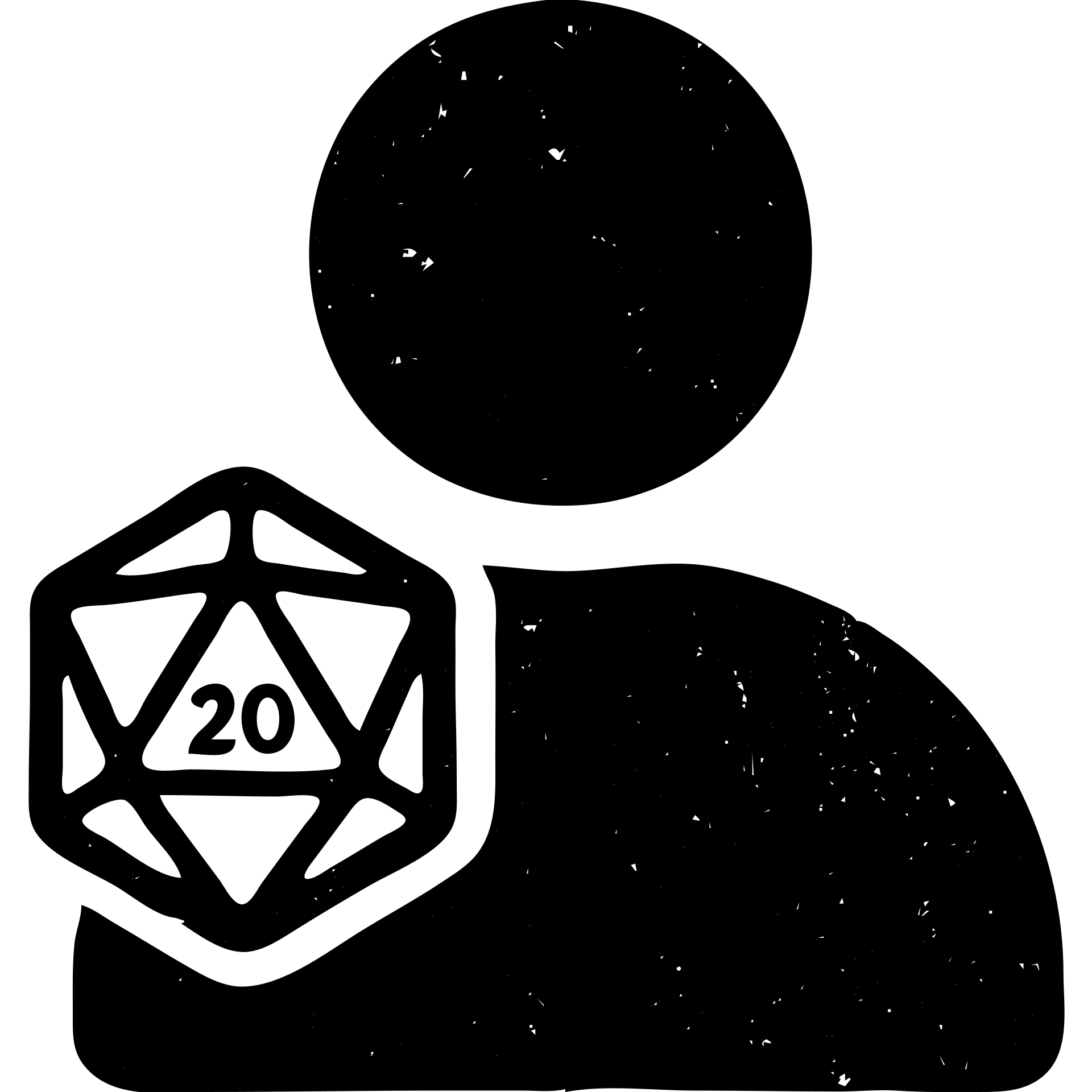 minimalist solid icon representing Player for DnD TTRPGs with worn and distressed effect emoji
