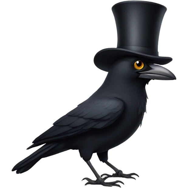 Crow with top hat and spectacle emoji