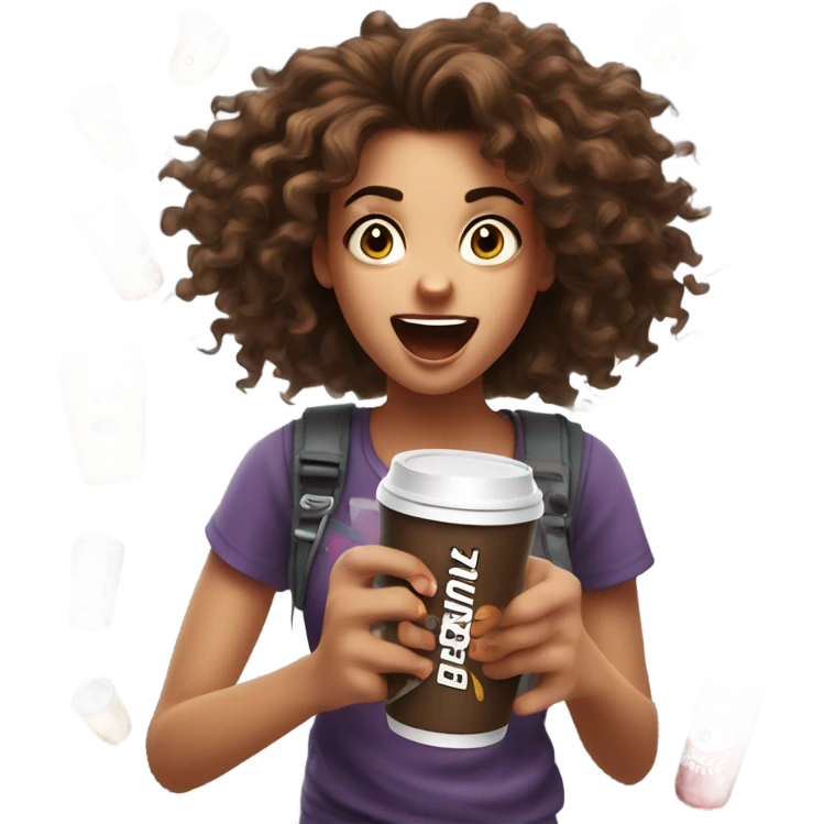 Girl going crazy from caffeine  emoji
