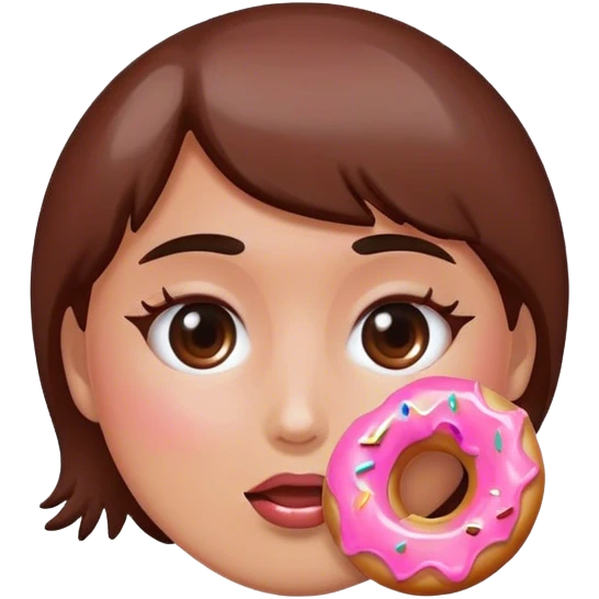 Woman’s face with glaze from donut on face  emoji