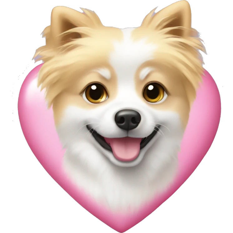 White and blonde spots spitz in a pink heart emoji