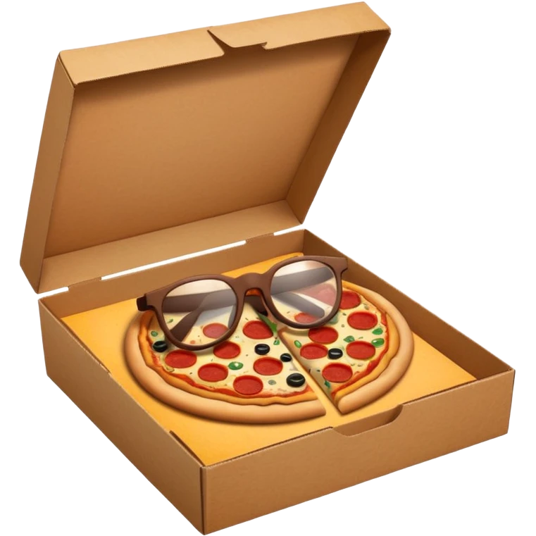 pizza take-out box with glassess  emoji