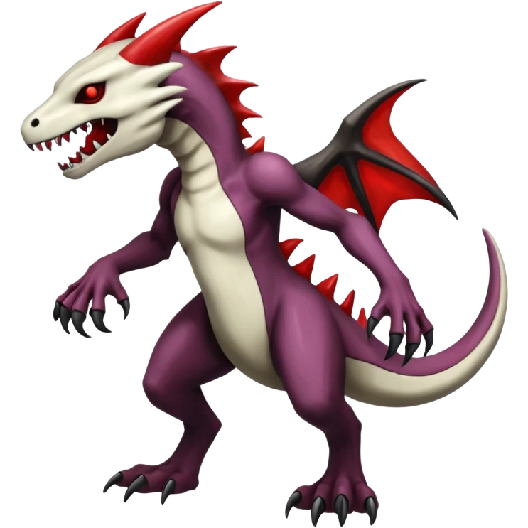 Shiny White Evil Glowing Eldritch Marowak-Salandit-Duskull-Darkdramon-fusion with bloody red markings emoji