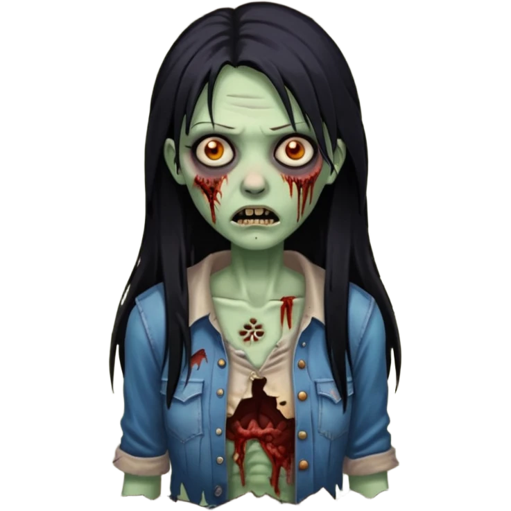 mulher zumbi cabelo liso tamanho grande preto emoji