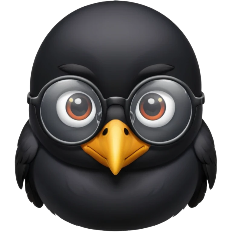 A minimalistic cute black bird with glasses emoji