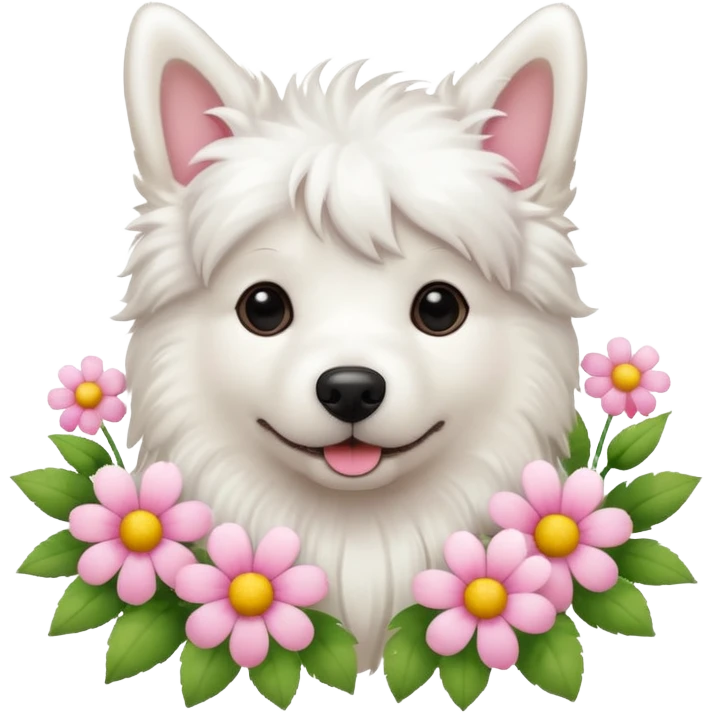 White dog with flowers emoji