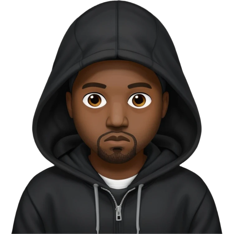 kanye west with black hoodie emoji