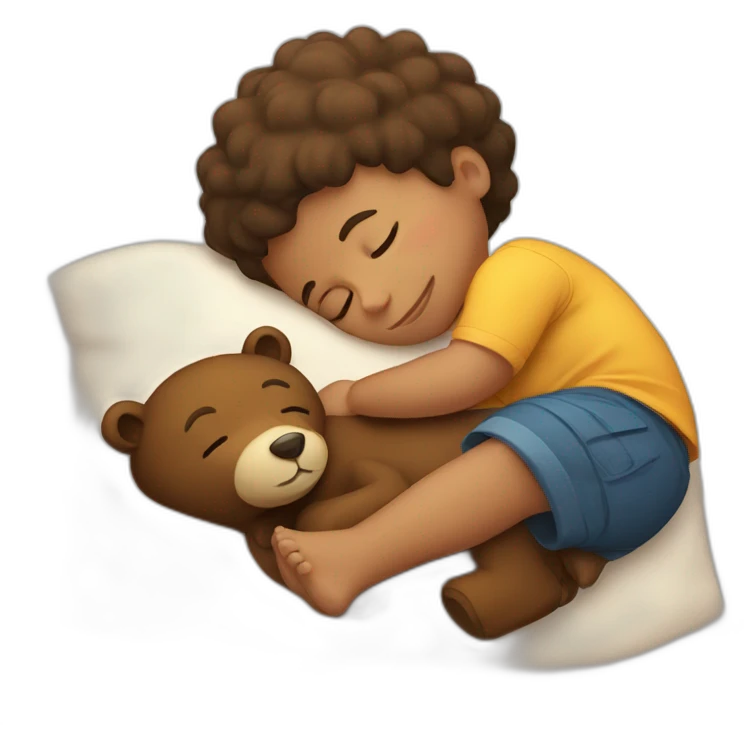 boy sleeping on a bear emoji