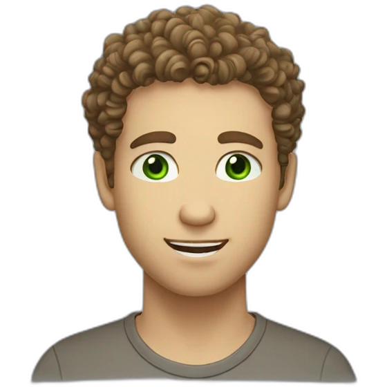 white man face green eyes brown curls fade haircut emoji