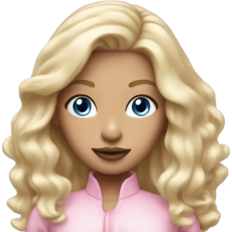 Scandi girl with a blowout blonde haie Blue eyes pink lips  emoji