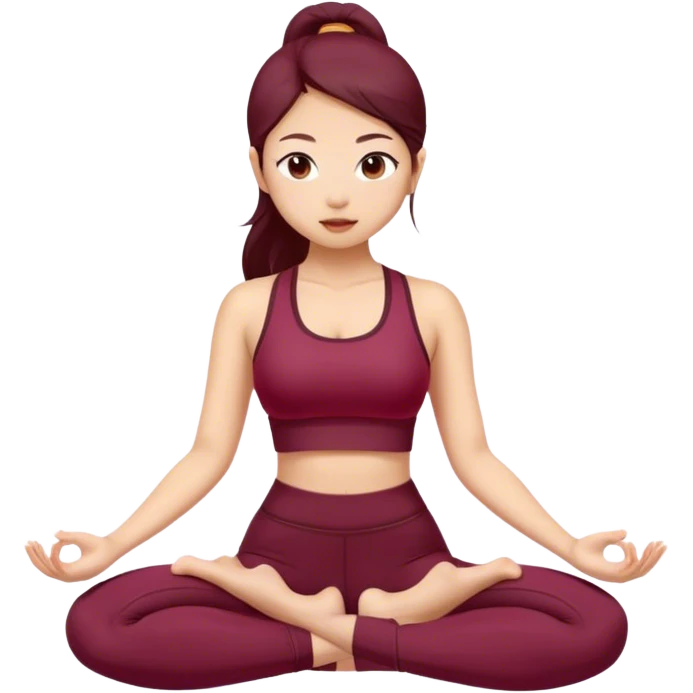 asian yoga girl light Burgundy clothes  emoji