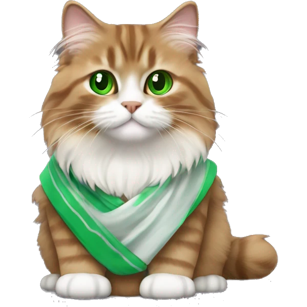 Brown Siberian cat with green eyes dressed as obi wan kenobi  emoji