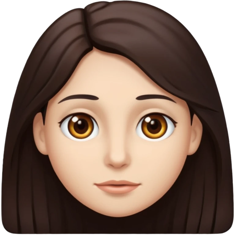 cabelo grande ,castanho escuro, pele clara, olhos castanhos,  emoji