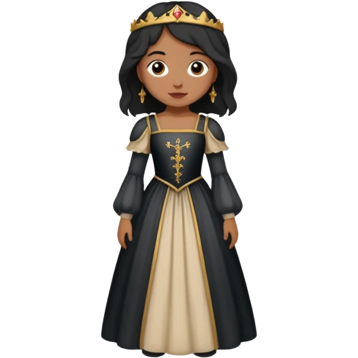 Crea a una chica de pelo corto color negro con vestido medieval emoji