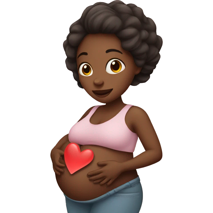 pregnant woman showing a heart emoji