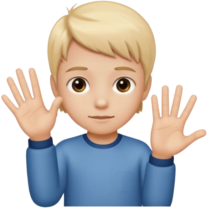 A kid holding a 6 on they left hand and 7 on right emoji