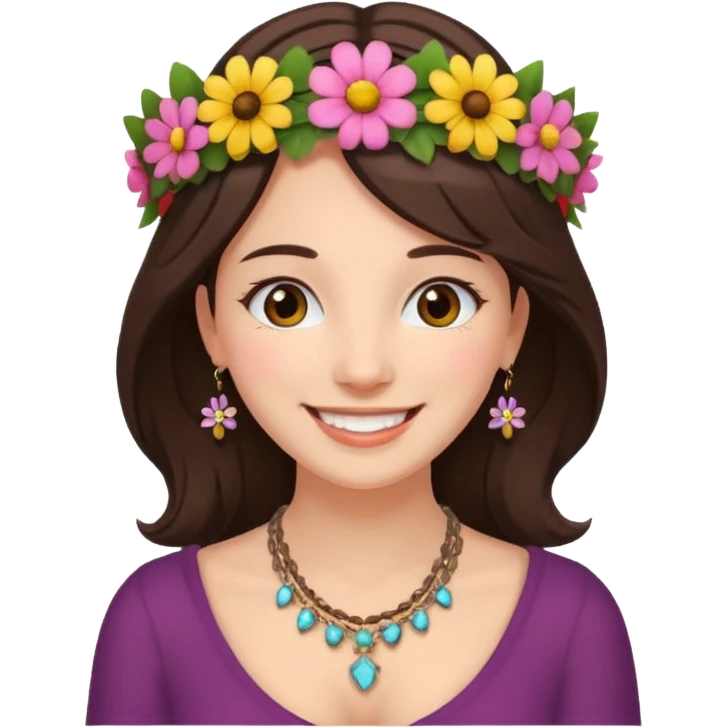Women brunet with Flower Crown and Necklace emoji