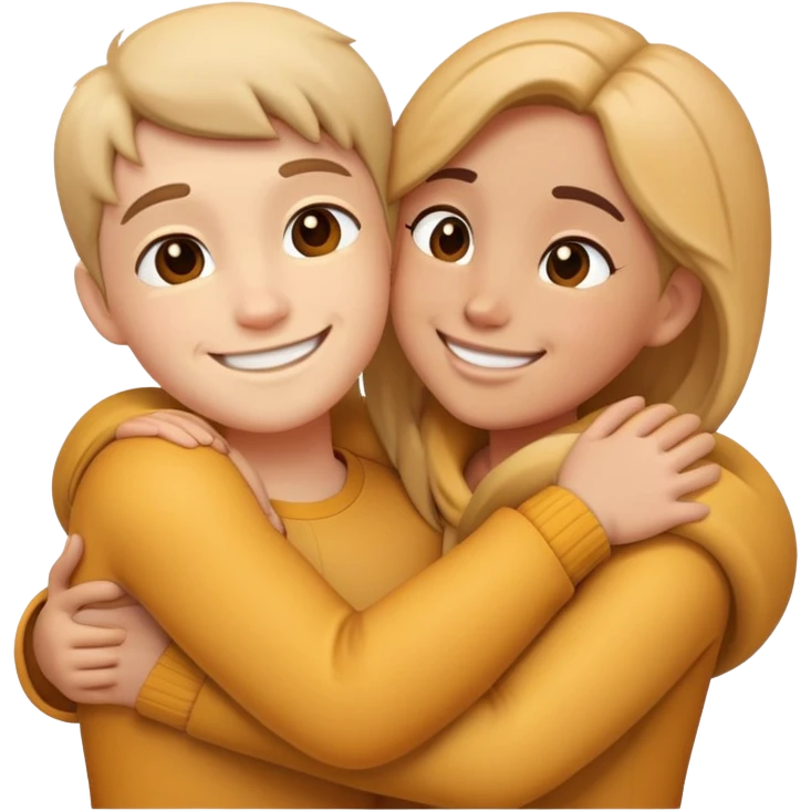 Two characters hugging each other warmly emoji