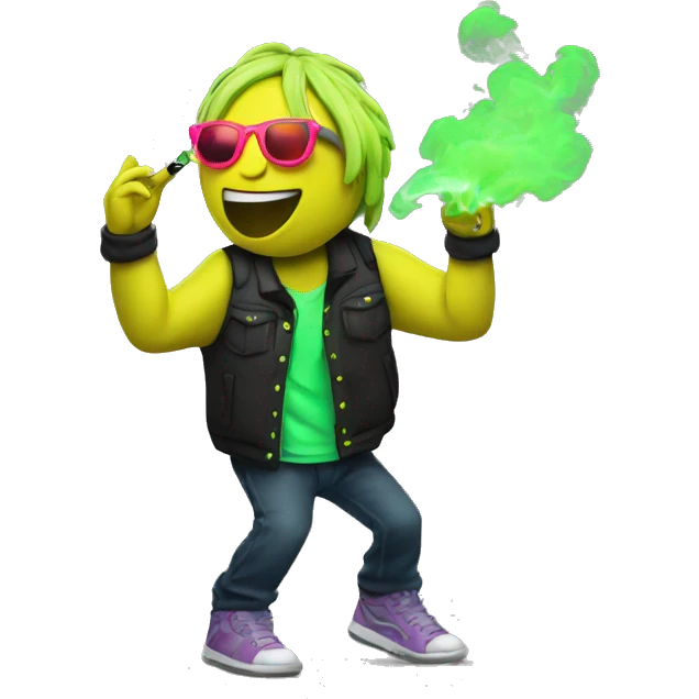 Rave party dancing neon smoking emoji