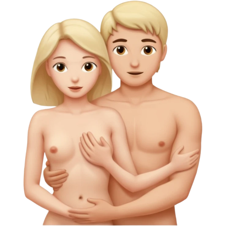 A naked woman and man in the 69 position emoji