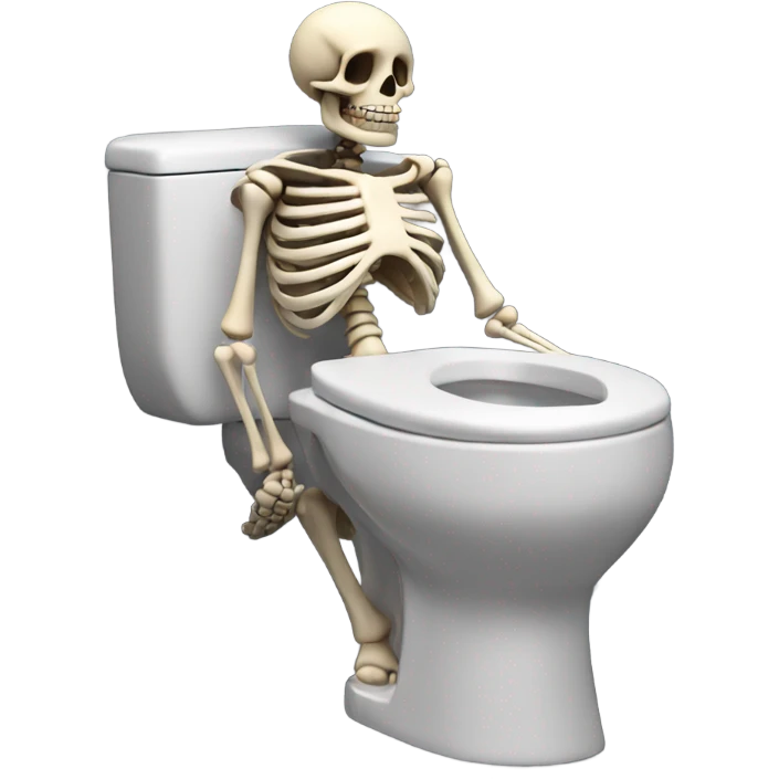 A skeleton sitting on the toilet and waiting for friend to pick up the phone  emoji