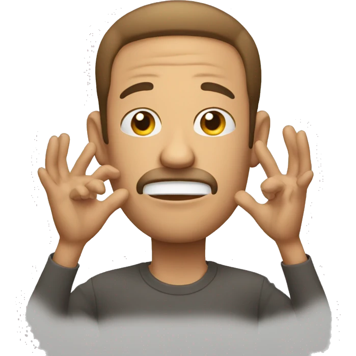 Man mewing with both hands emoji