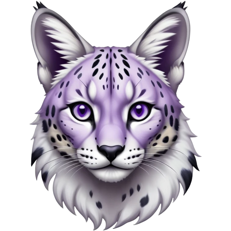 Epic Edgy Black White Purple ethereal Serval-Snow-Leopard-Bobcat-Fionbri full body emoji