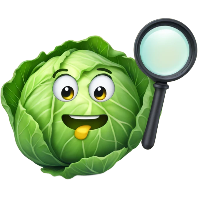 happy cabbage hold magnifying glass emoji