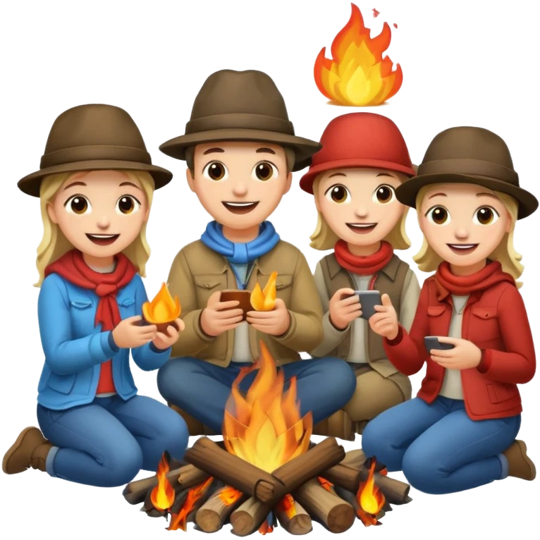 people gathering the campfire emoji