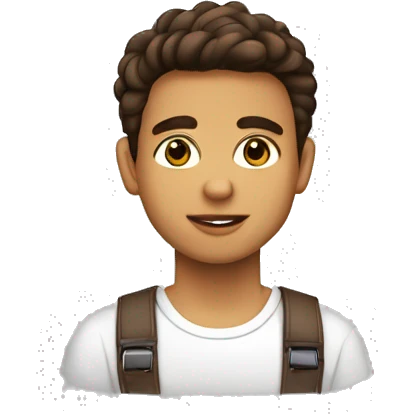 Chico adolescente flaco, alto, pelo liso corto castaño, ojos marrones, de piel blanca emoji