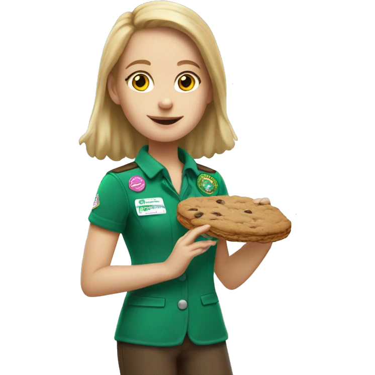 white girl scout selling cookie emoji