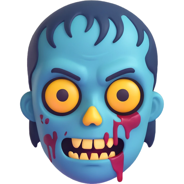 zombie emoji, blueish skin, cartoon style emoji