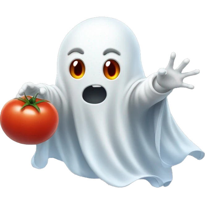Cute Ghost throwing tomato emoji