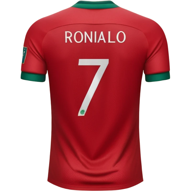 Create back side jersey of Portugal football team of red colour. Name "RONALDO" jersey no 7. emoji
