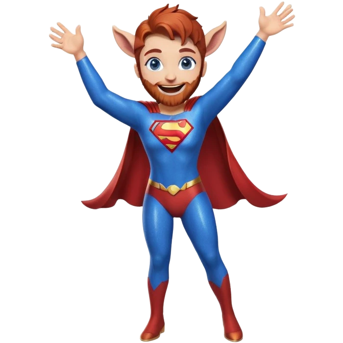 Blue goat whole body glitter pretty smiling excited blue eyes female and white adilt superman with reddish hair and beard with blue eyes emoji
