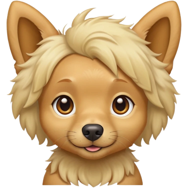 Blonde small dog with golden locks and brown eyes with fluffy ears emoji