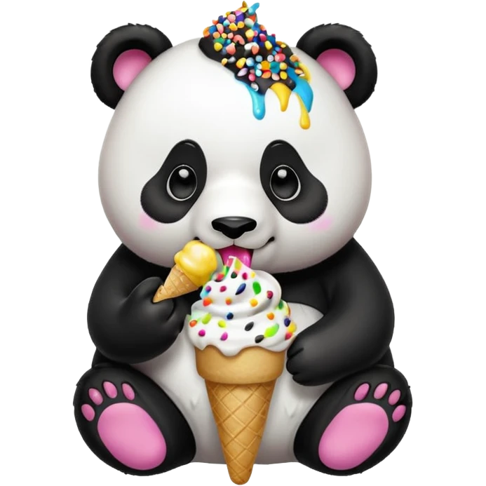 Panda eating ice cream emoji