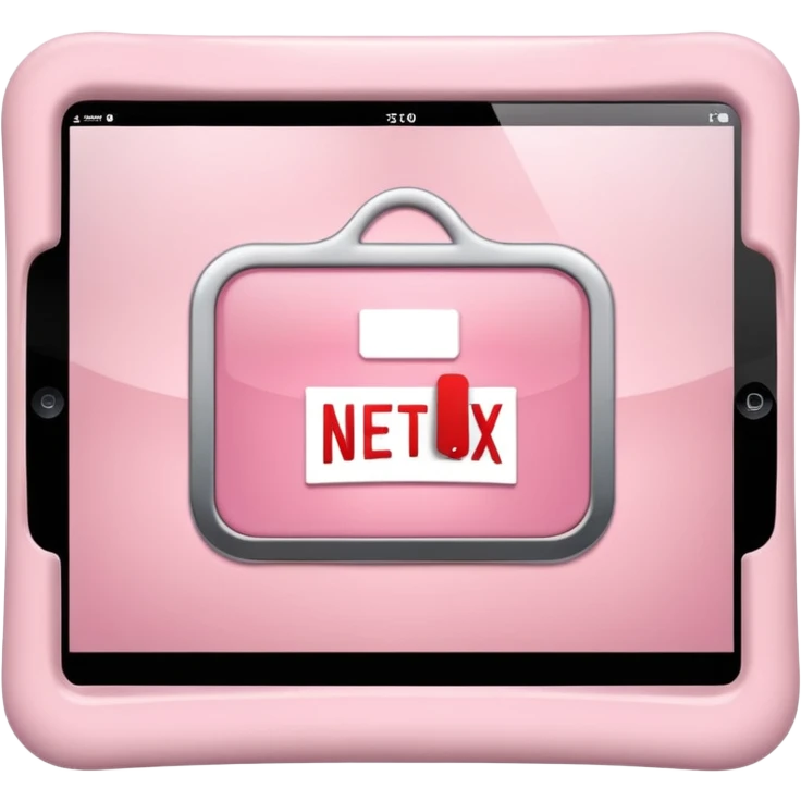 Soft pink iPad with Netflix on it emoji