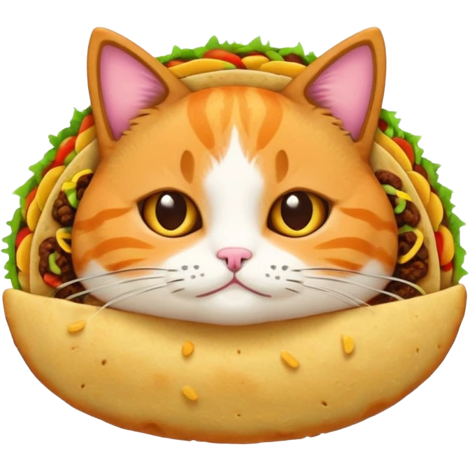 taco cat with a taco shell body and cat face, cute and simple, emoji style emoji
