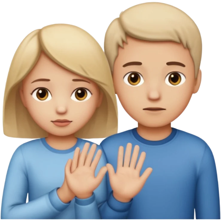 Apple iOS emoji style.
A couple holding hands, boy and girl.
The girl shows a slightly uneasy, hiding expression.
A second boy appears faintly behind her, slightly blurred or partially cropped, implying secrecy.
Clean emoji proportions, soft highlights, neutral background removed.
 emoji