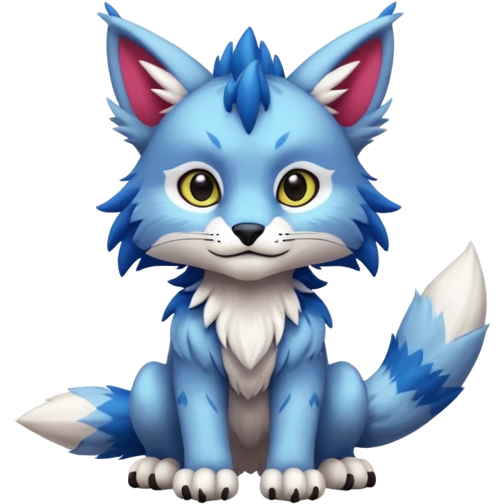 Colorful exotic tropical kawaii edgy cute Lynx-Sergal-Vernid-Fakémon-Pokémon-creature (full body) emoji