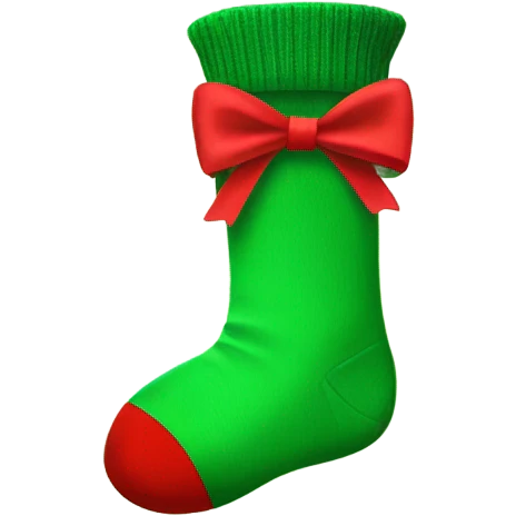 Red sock with green bow  emoji