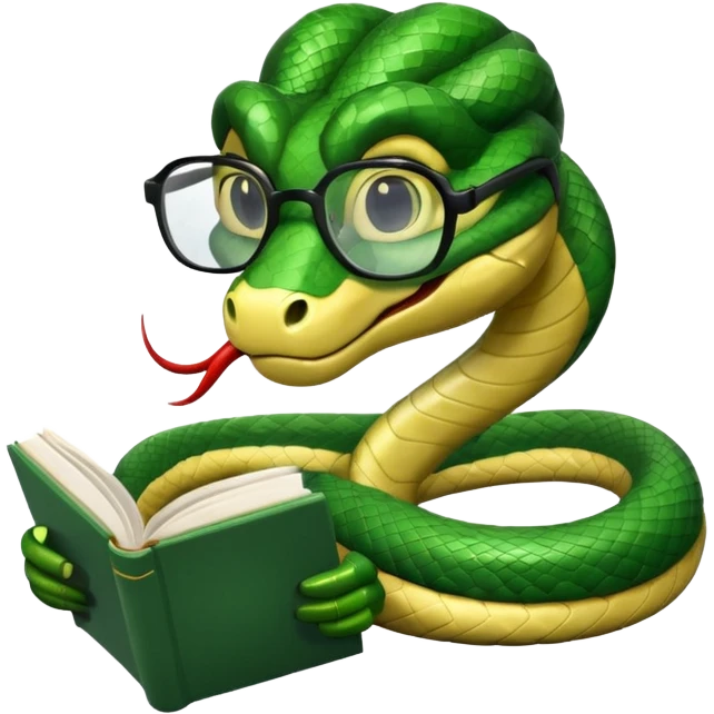 kitap okuyan gözlüklü yılan emoji