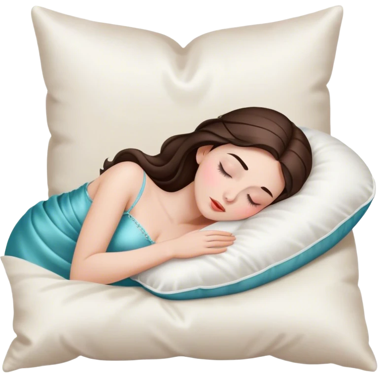 sleeping beauty brunette white girl with a silk pillow emoji