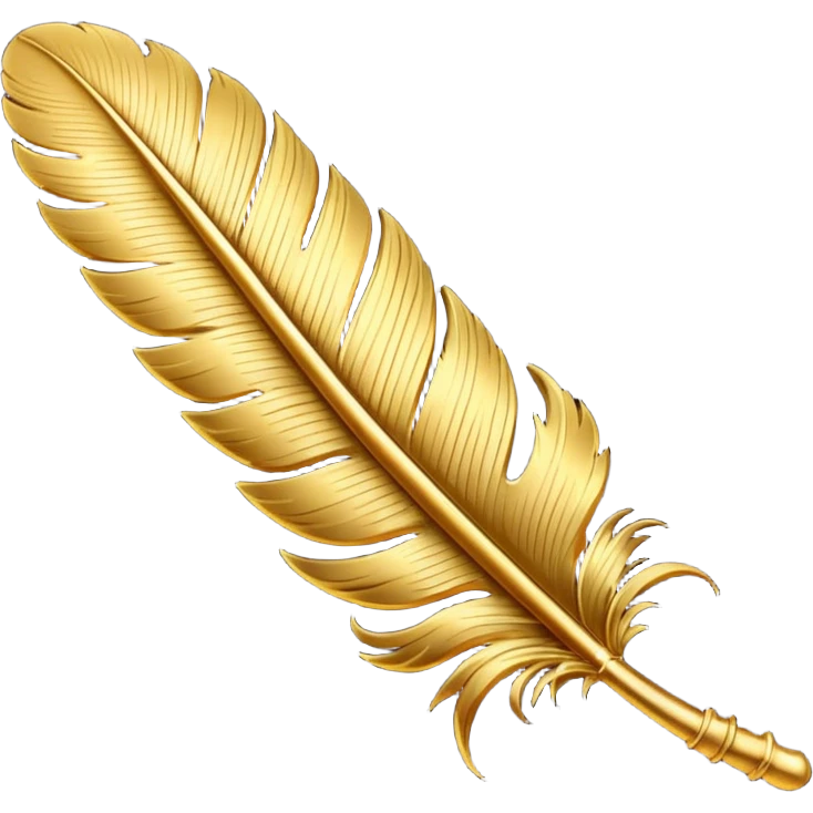 3D perspective writing premium golden ink feather emoji