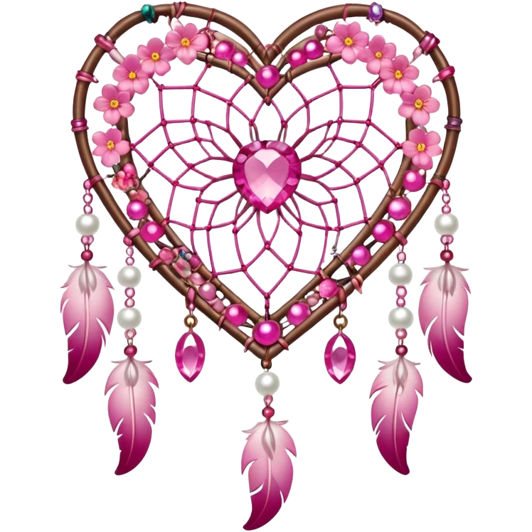 Sakura flower heart Cœur pastel suncatchers gemstones beadspearls crystals dreamcatcher emoji