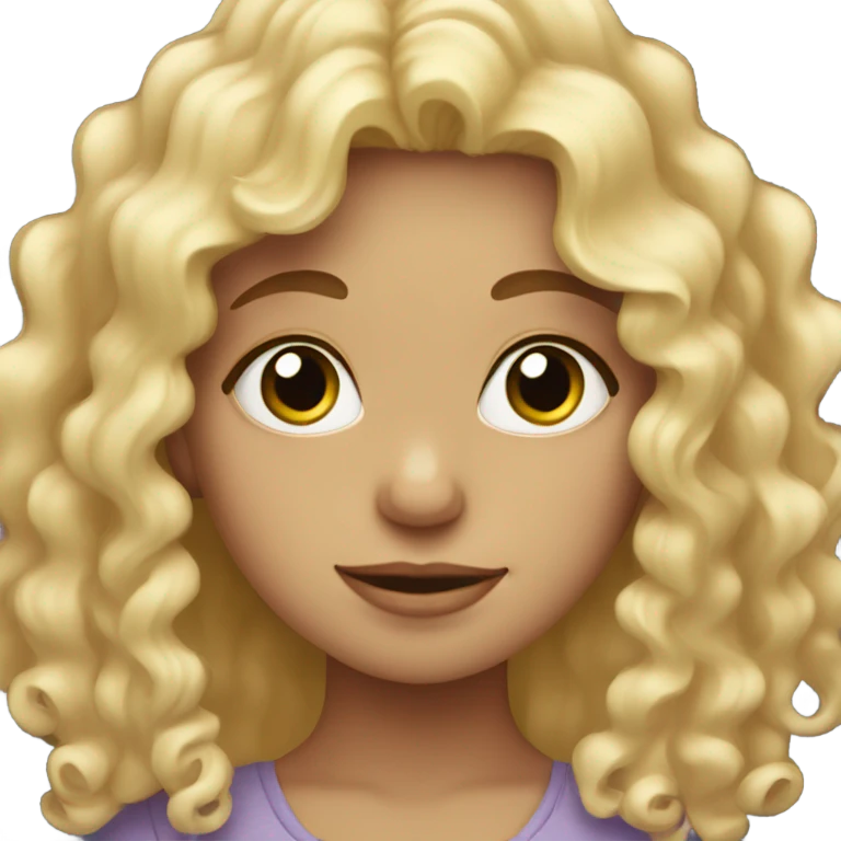 blonde haired girl with curly hair with heart hands  emoji