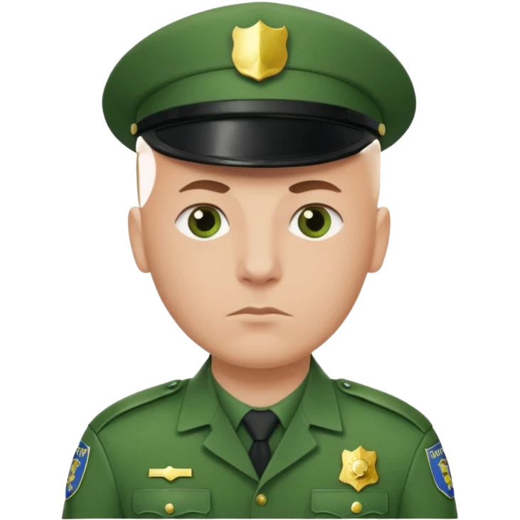 green uniform police bald emoji