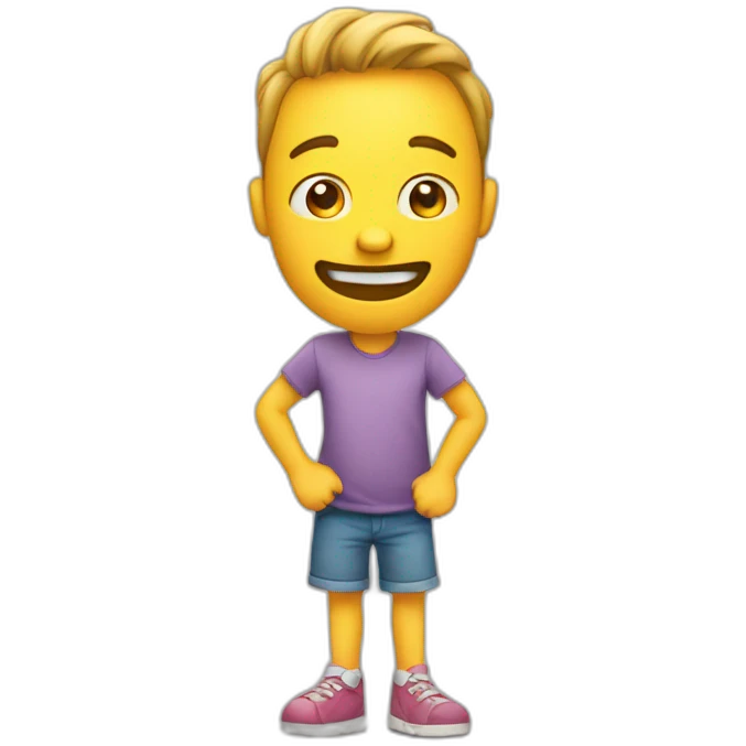 Draw a figure one with legs, arms and a face as if for a children's cartoon on a transparent background  emoji